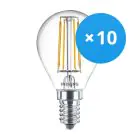 Mehrfachpackung 10x Philips klassisch LEDLuster E14 P45 4.3W 827 Klar | Extra Warmweiß - Ersatz für 40W
