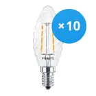 Mehrfachpackung 10x Philips klassisch LEDcandle E14 ST35 2.5W 827 Klar | Ersatz für 25W
