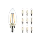 Mehrfachpackung 10x Noxion Lucent LED E14 Kerze Fadenlampe Klar 2.5W 250lm - 827 Extra Warmweiß | Dimmbar - Ersatz für 25W
